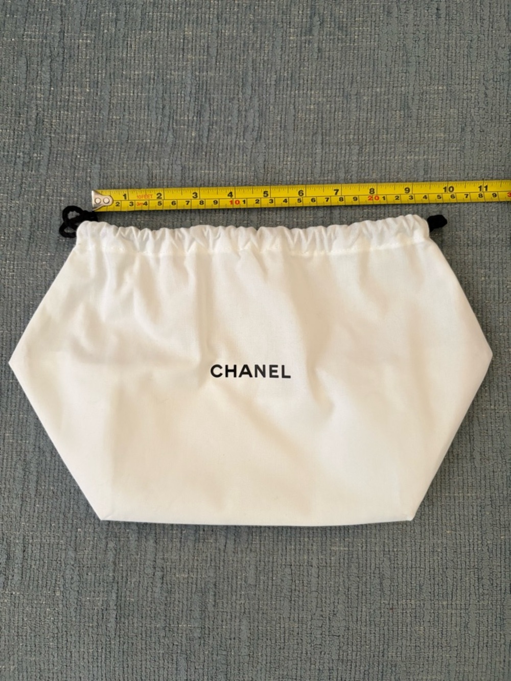 CHANEL Beauty White Pouch with Black Logo drawstring bag NWOT